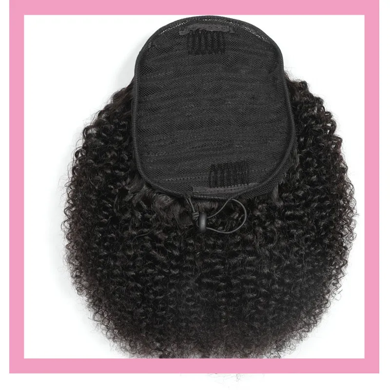 Brazilian Virgin Hair 100 g/lot Hästsvansar Afro Kinky Lockigt 8-22 tum Naturlig Färg 100 % Människohår Hästsvans