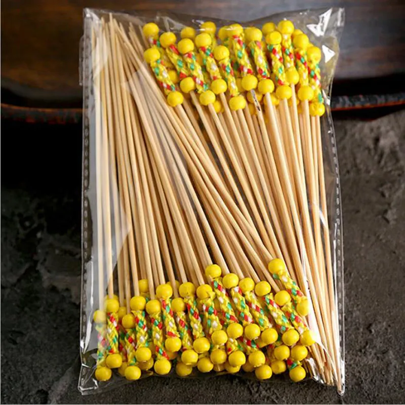 200 Cocktail-Picks Aus Bambus – 11,9 Cm Mit Weißen Muschel-Decor | Für Partys, Obst, Fingerfood | Einweg-Spieße Hygienisch