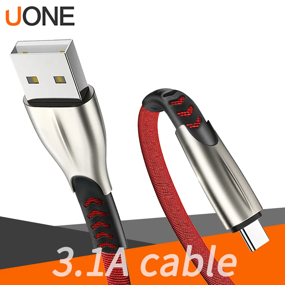 Câbles en alliage de zinc Type-c Chargeur de charge rapide 3.1A Câble micro USB Prise en charge de la transmission de données pour téléphone Samsung Note10 s9 s8 3 pieds 6 pieds 9 pieds