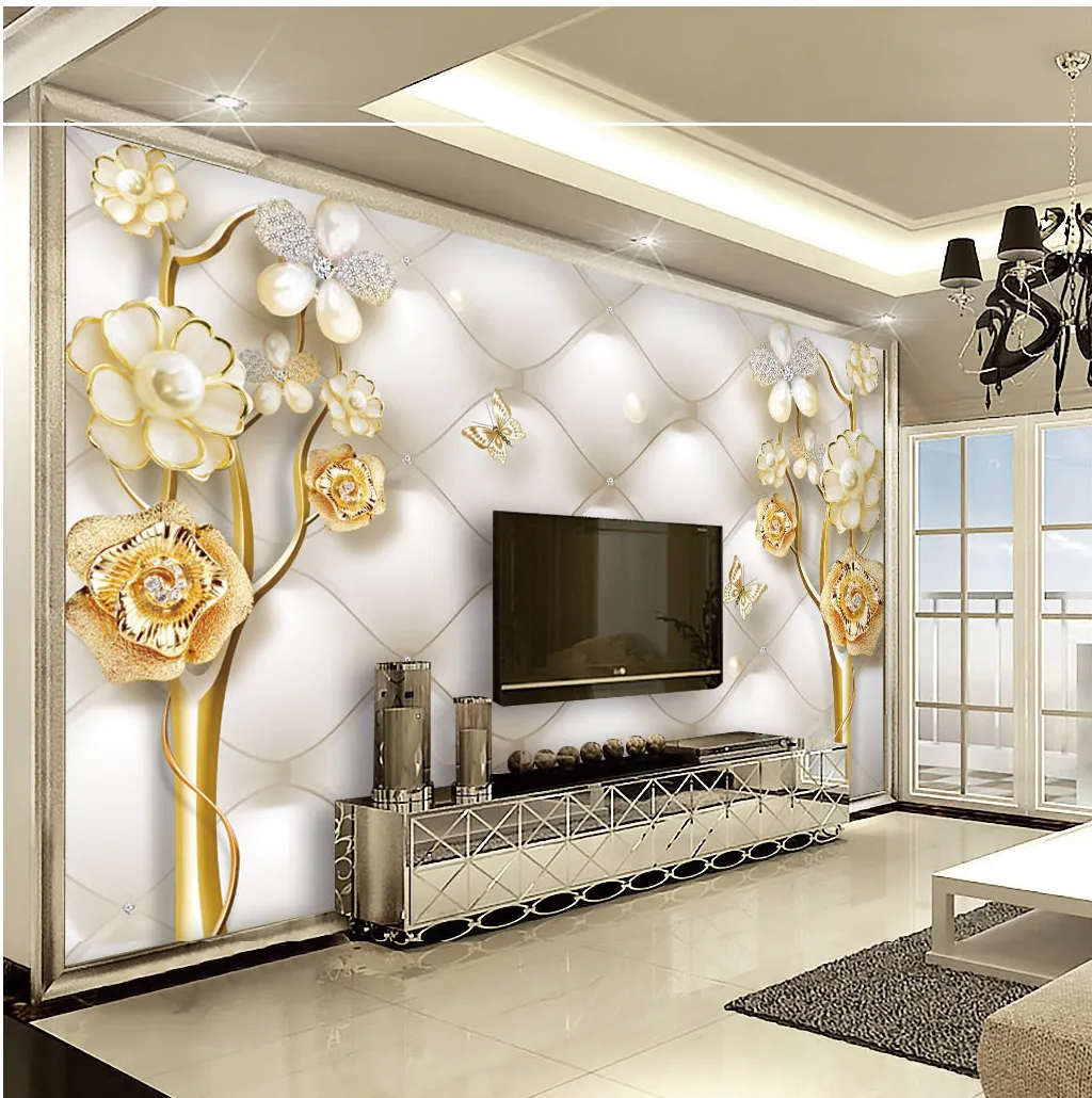 Fortune tree jewelry floral background wall decoration advanced moisture-proof wallpaper