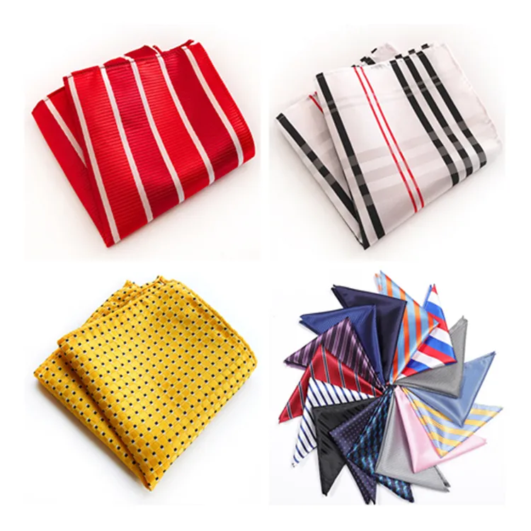 Polyester Hankerchief 60 colors Grid Pocket square Napkin Striped kerchief mocket men's noserag For Party Wedding Free TNT Fedex