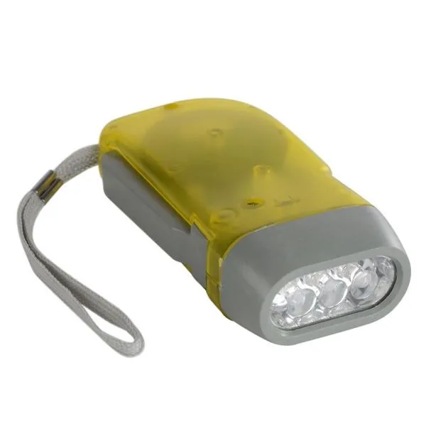 Lot De 20 Lampes De Poche Dynamo à Manivelle – 3 LED – Rechargeable à Main – Couleurs Assorties