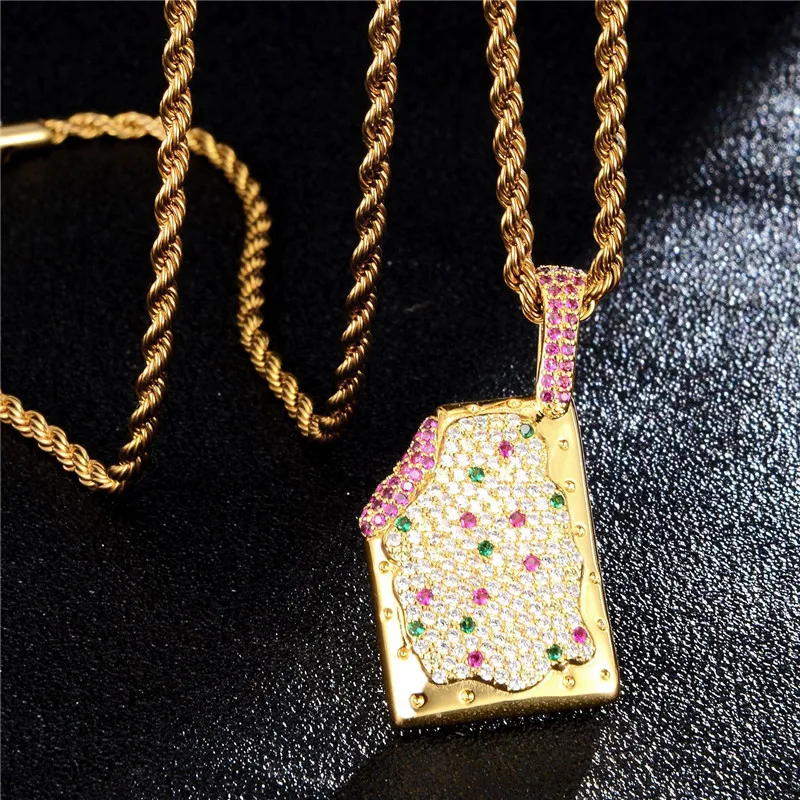 Hotsale Mens Personalità Collana Hip Hop Oro Argento Colore CZ Collana con ciondolo borsa del ghiaccio Collana con gioielli punk Regalo per amico