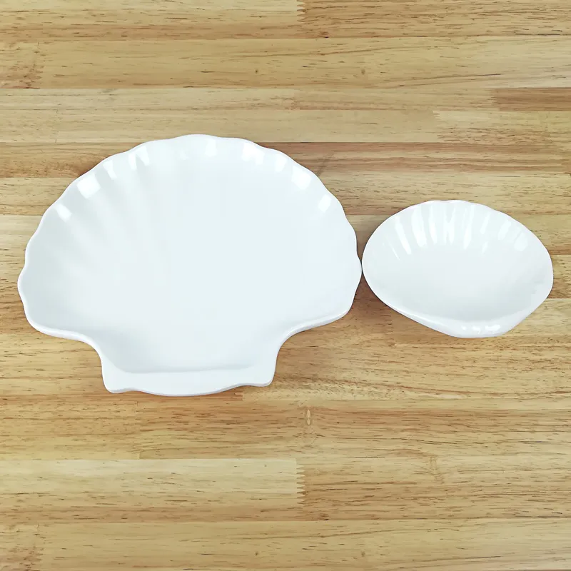 Imitação Porcelania Dinnerware Dinner Plate Shell Prato Restaurante Restaurante com Melamina Prato A5 Melamina Table Utherware Placa Sashimi