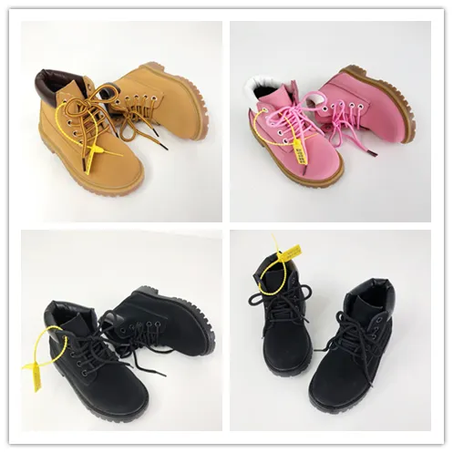 Timberland Bébé Cat Enfants Juniors Tire Bottes en cuir Martin Enfants  Garçon Fille classique de haute qualité Jaune Noir Rose Taille extérieur