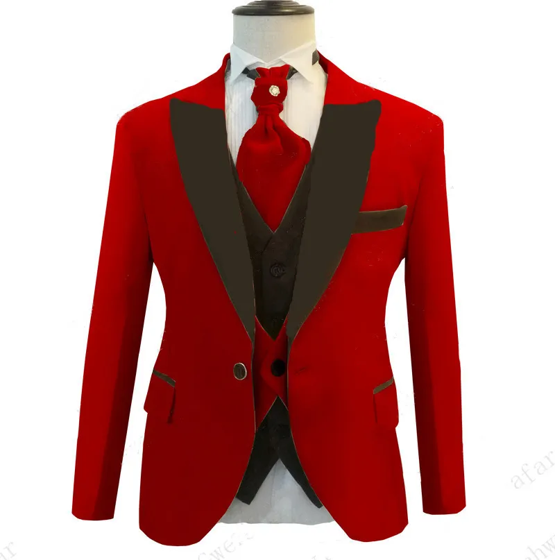 Yeni Bir Düğme Groomsmen Tepe Yaka Düğün Damat smokin Erkekler Düğün / Gelinlik / Akşam Sağdıç Blazer (ceket + Kravat + Yelek + Pantolon) Suits 1149