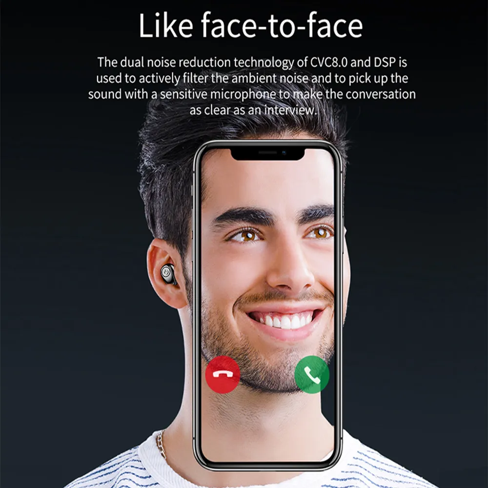 B5 TWS Bluetooth Wireless Earphone 5.0 Touch Control Earbuds