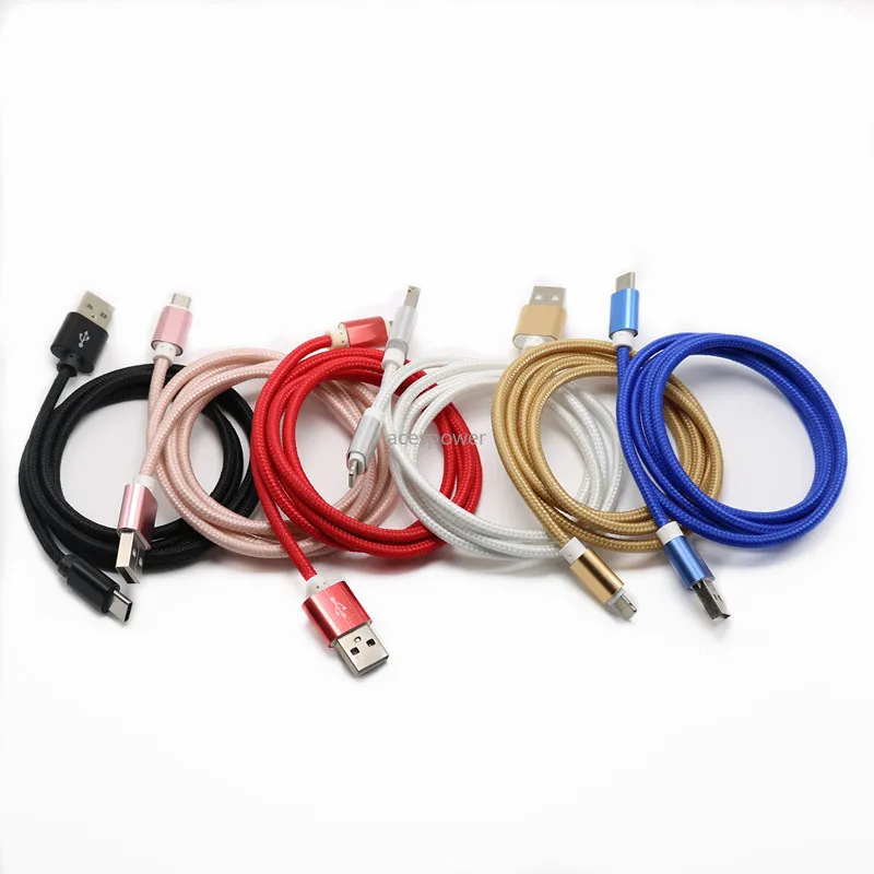 USB Cables Type C Charging Adapter Sync Strong Braid Micro V8 Android for Samsung Galaxy S20 Ultra Note 10 Plus 1m 3ft No Package