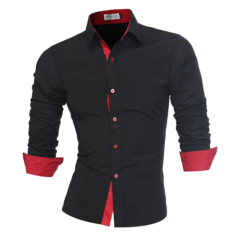 Kezrea 2017 Nouvelle Haute Qualité Hommes Chemise À Manches Longues Casual Top Slim Noir Hommes Casual Grande Taille Chemise 4XL