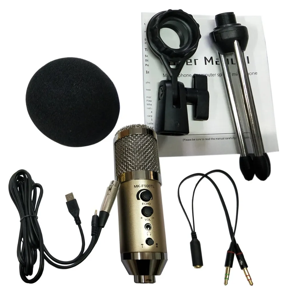 MK-F500TL Studio Microfon USB Sound Nagrywanie dźwięku Dodaj Stand Free Driver dla aktualizacji komputera komórkowego MK-F200TL