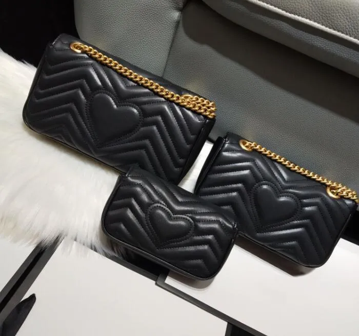 2021 Классический дизайн Высокое качество Lovers в форме сердца сумки на ремне женские цепочки через плечо Косметичка сумки кошелек 3 размера L M S