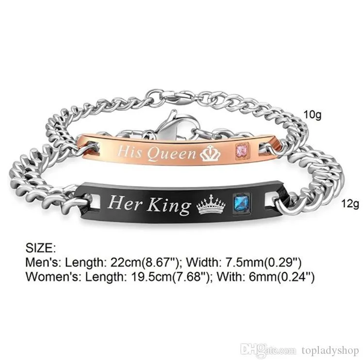 Couple bracelet Bangle black bracelet Europe and America queen king beast his beauty wild diamond jewelry wholesale