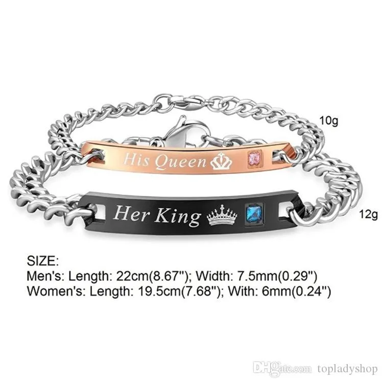 Par Armband Bangle Black Bracelet Europe And America Queen King Beast hans skönhet Wild Diamond Smycken Partihandel