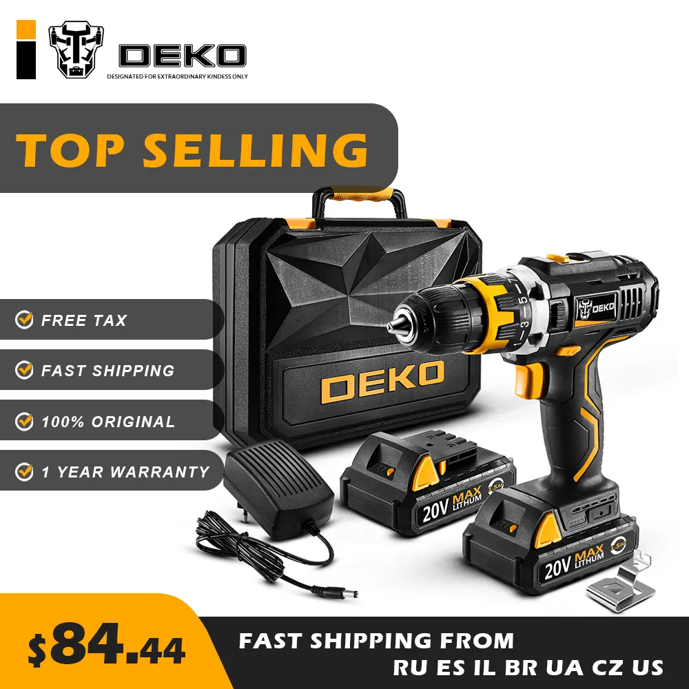 DEKO GCD20DU2 20V MAX Cordless Drill Electric Screwdriver Engraver