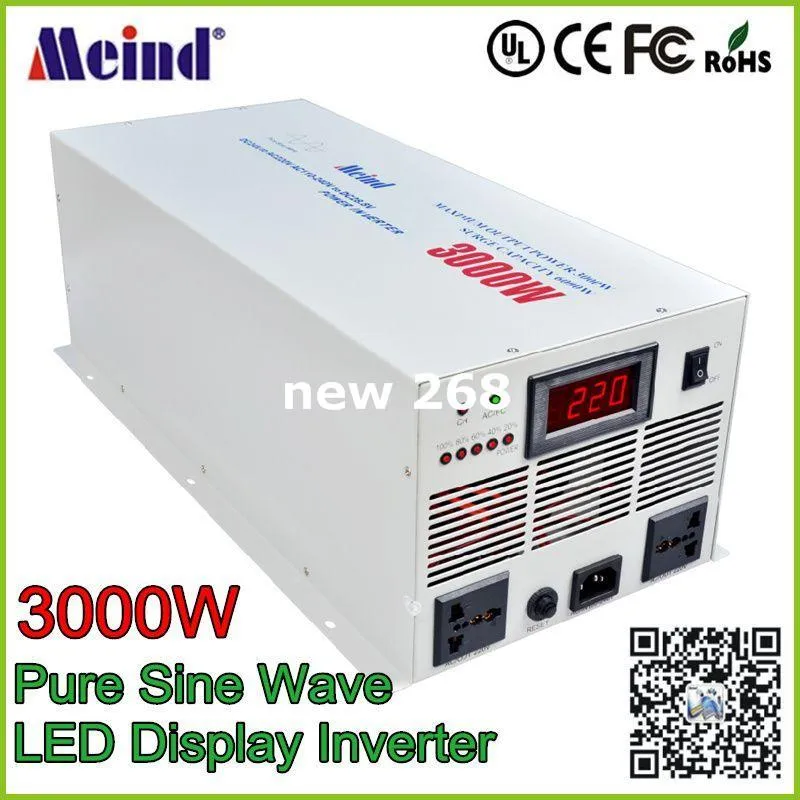 Freeshipping Peak 6000 W Solar Inverter met opladerbatterij 3000W Pure Sine Wave Car Power Inverter DC 24V naar AC 220V Auto Power Converter