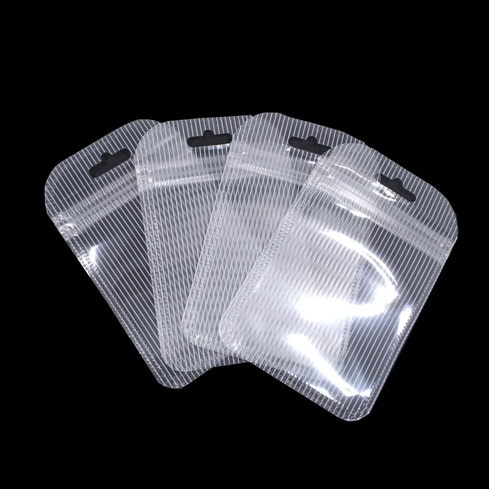 واضح من البلاستيك زيبر قفل حزمة حقيبة الشريط الأبيض طباعة هانغ هول الختم الذاتي سحاب حقيبة للمنتجات الإلكترونية إكسسوارات التخزين 10 المقاسات