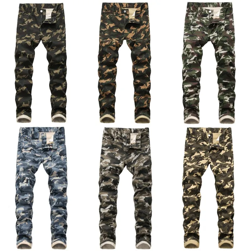 Hommes camouflage Jeans Slim Fit Moto Biker Denim Pour Hommes Mode Hip Hop Hommes Jeans JS1553