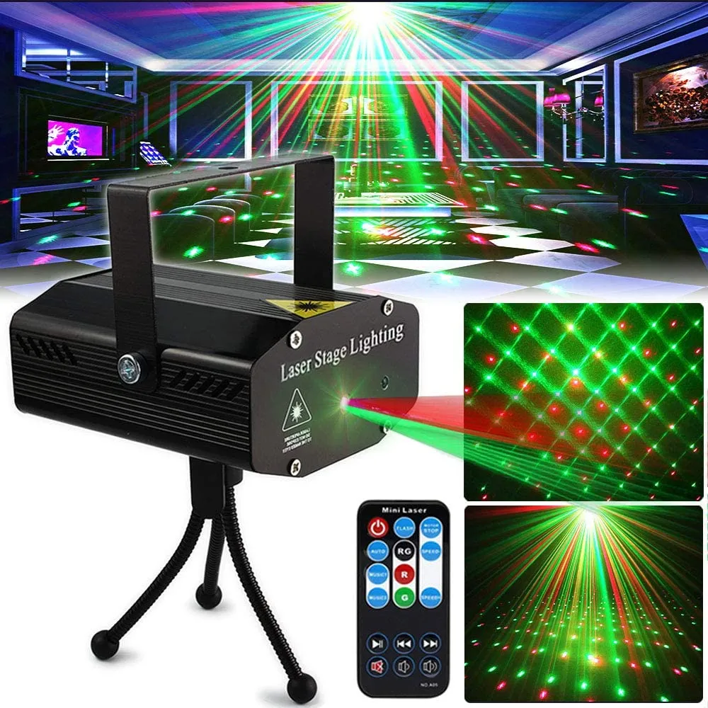 Laser Lighting, LED Disco DJ Party Lights Auto Flash 7 RG Color Stage Strobe Light Sound Activated for Parties Birthday with Remote