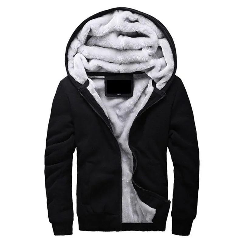 Hot Sale Men's Hooded Casual Brand Hoodies Clothing Wool Liner Mens Winter Thickened Warm Coat Male M-4XL Sweatshirts Outwear