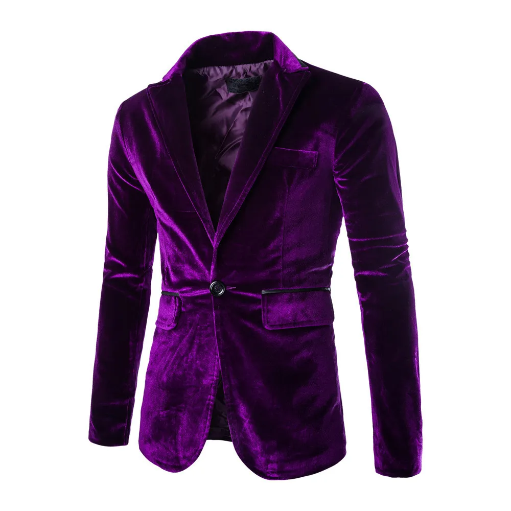 Herrenanzüge Blazer Herbst Männer Corduroy Anzug Große Größe Purple Blazer Männlich Langarm Slim Fit Jungen Casual Warm für 2XL 3XL