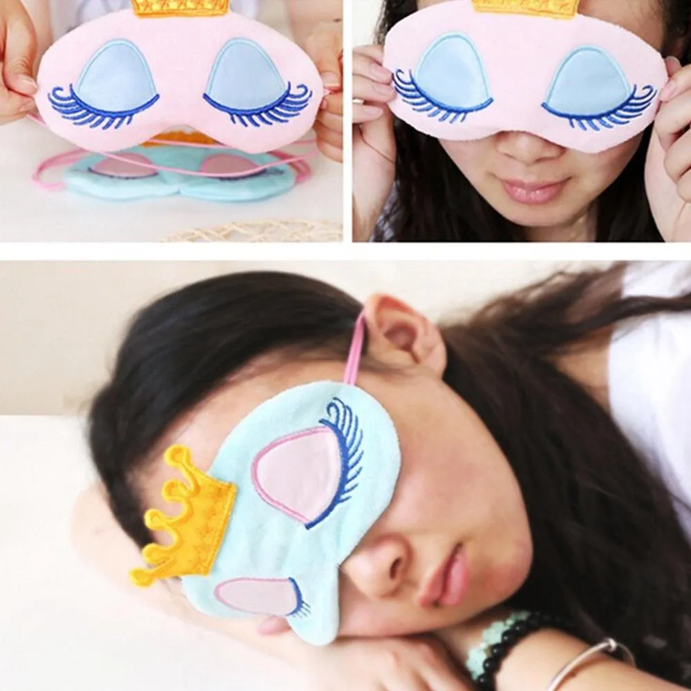 Crown Eye Mask Winker Sleep Mask Thicken Super Soft Rest Relax Sleep Eye Mask Travel Cartoon Long Eyelashes SZ48