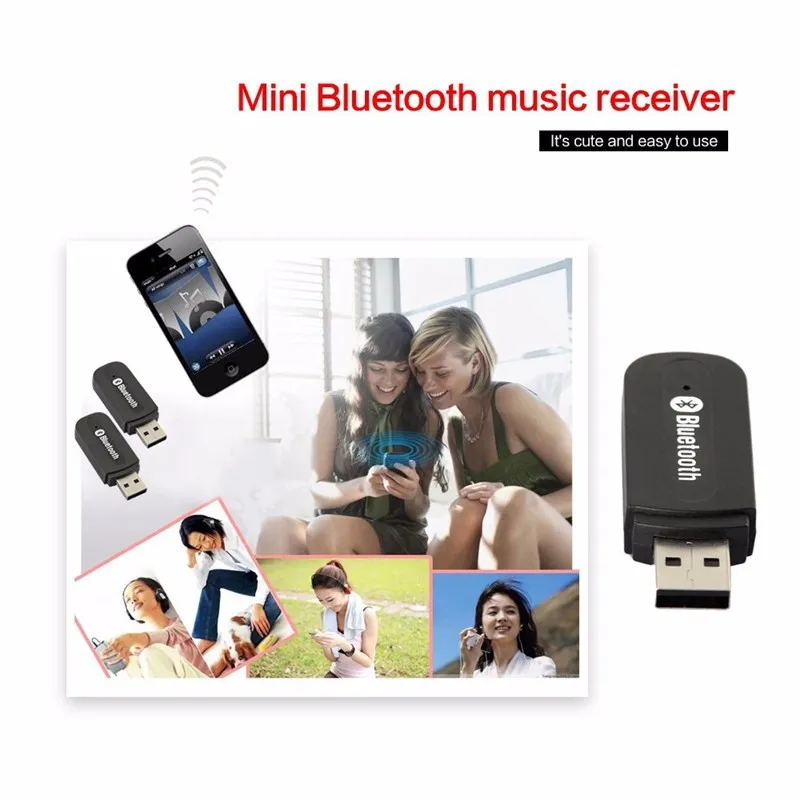 Adaptador Bluetooth Car Receiver 3,5 milímetros Aux estéreo sem fio USB Mini Bluetooth áudio do receptor Music For MP3 telefone inteligente com pacote de varejo Hot