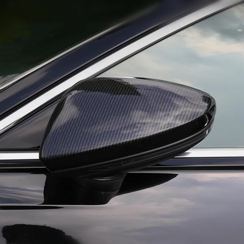 Kolor z włókna węglowego Car Styling Lusterka Drzwiowa Dekoracyjna Rama Wykończenia Dla Audi A6 C8 2019 LHD Zewnętrzne Zewnętrzne Lustro Okładki