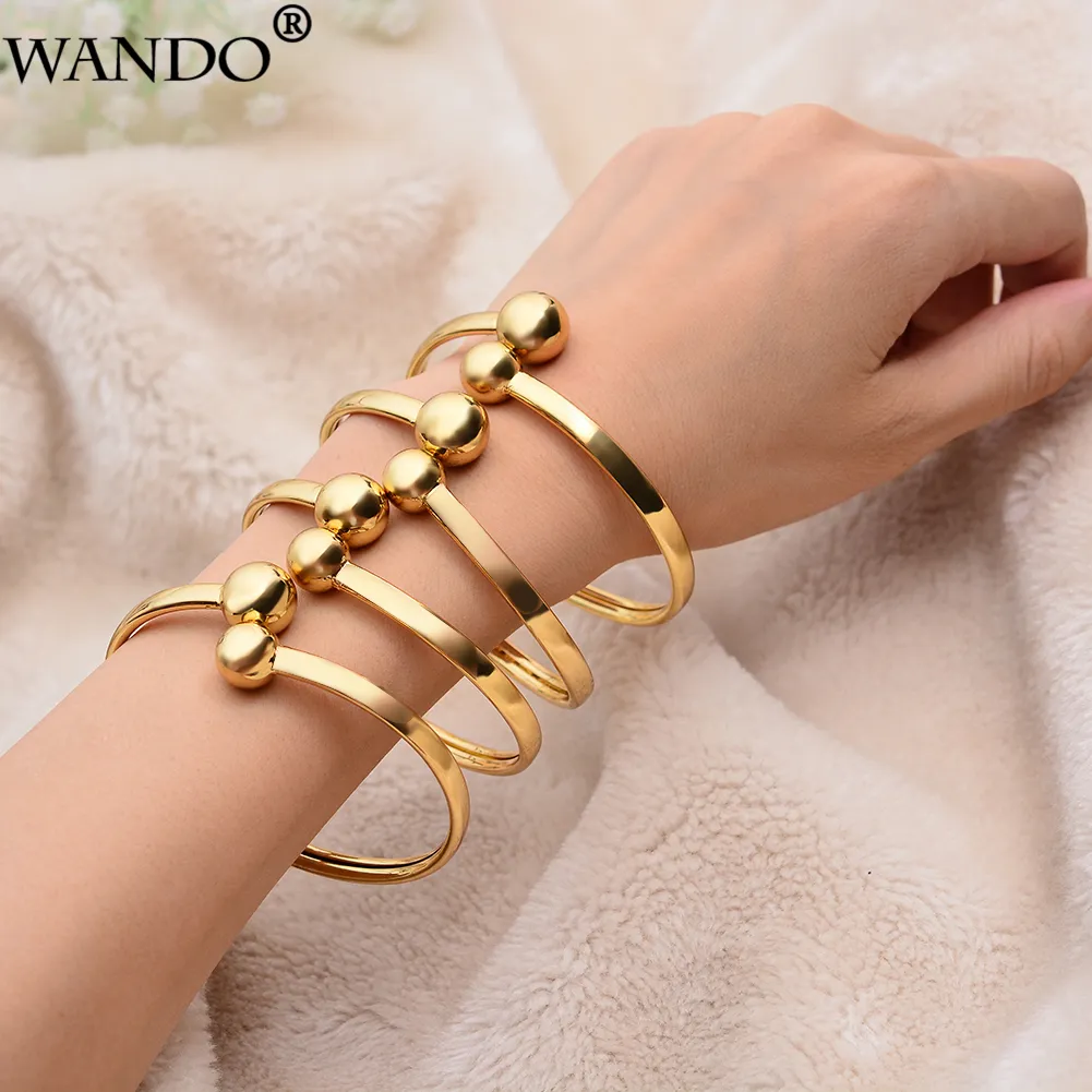 WANDO 4pcs/lot Dubai wedding Party Gold Color Bangle&bracelets For Women Decoration Bangle African Ethiopian Jewelry Wholesale