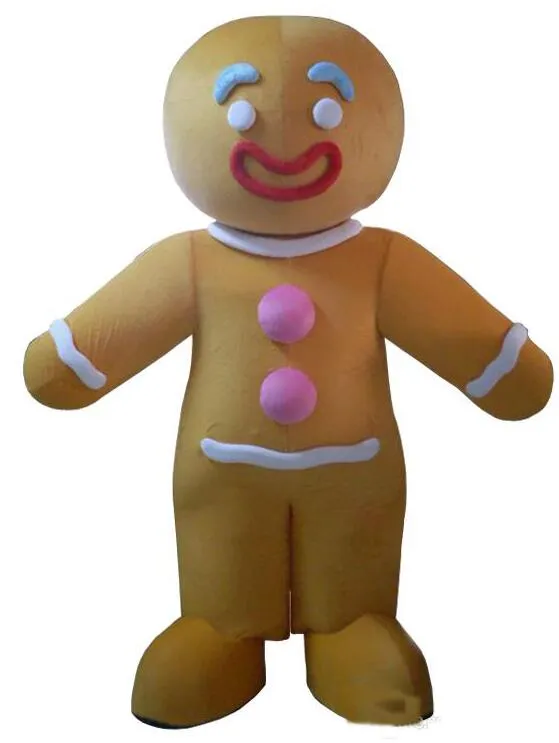 2019 Factory Outlets Gingerbread Man Cartoon Mascot Costume Fantasia Vestido de Festa Trajes de Halloween Tamanho Adulto 2854
