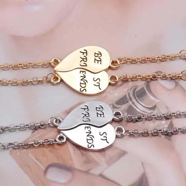 Fascino 2 pezzi/set braccialetti Best Friends per donne ragazze puzzle cuore braccialetti oro amicizia per sempre regalo gioielli Bff