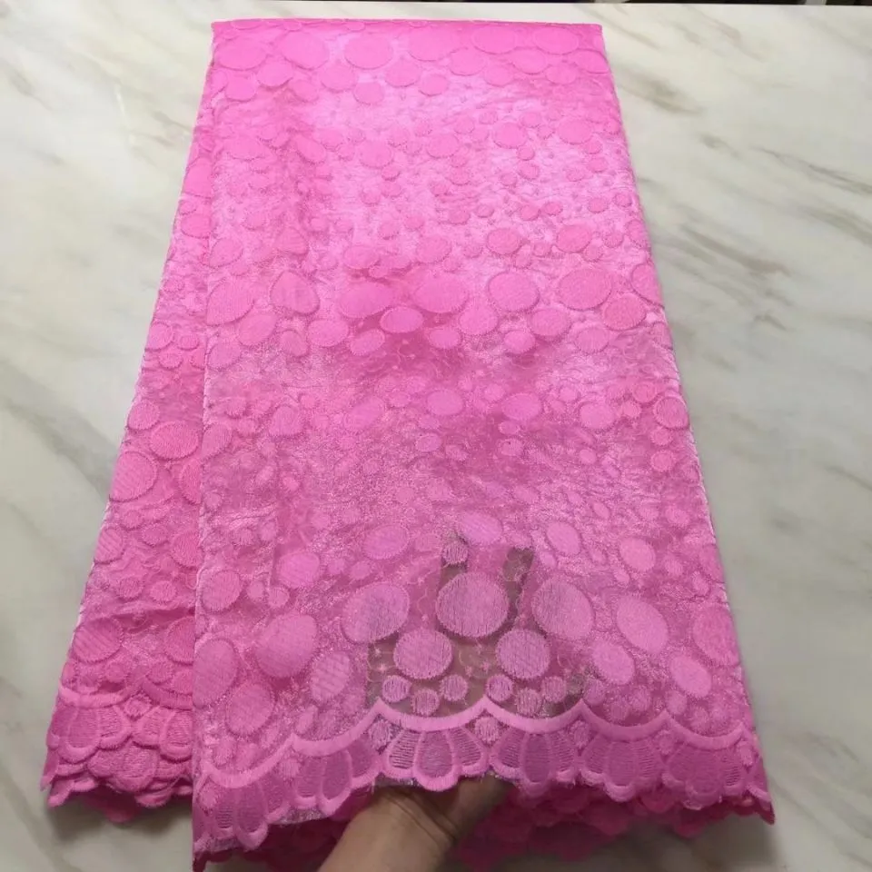 5Yards/pc offre spéciale rose français net dentelle broderie africain maille dentelle tissu pour robe de soirée BN118-7