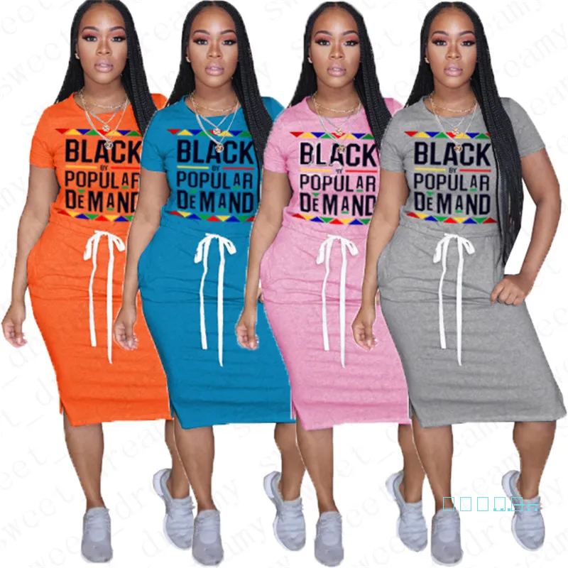 Fashion Design Women One Piece Dress Black By Popular Demand Letter Print Short Sleeve Lace Up Waist Knee Length Dress Street Clothing D5716 From Sweet Products 14 25 Dhgate Com