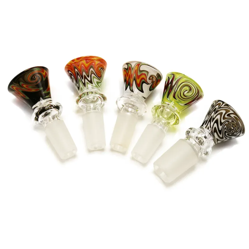 Healthy_Cigarette G042 Smoking Pipe Bowls Wig Wag Glass Bowl 14mm 18mm Male Joint For Water Perc Dab Rig Bong Tool