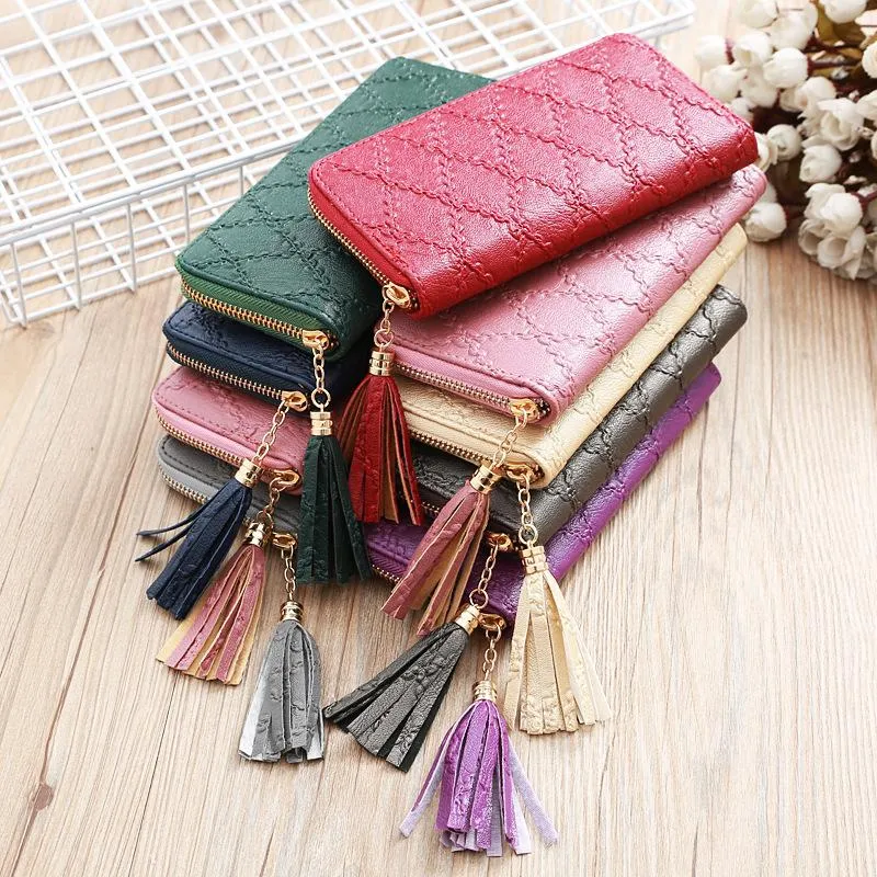 Designer-2019 new fashion wallet large capacity leather long zipper wallet change coin bag soft leather mobile phone bag female clutch