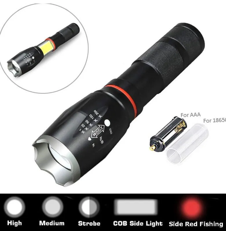 led cob flashlight 5000lm powerful XML T6 led Aluminum Waterproof Zoom Tactical Torch Magnet base repair Working lights camping lantern light with 18650 battery