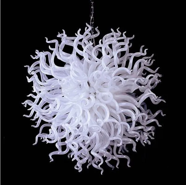 Merk decor ronde murano geblazen kroonluchter hanglampen 100% handgemaakte witte kleuren elegante decoratieve kunst glazen kroonluchters