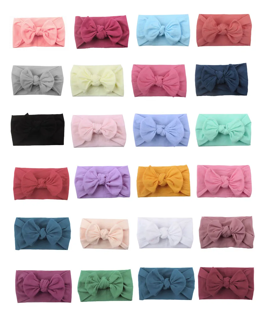 Tulbandhoofdband voor babymeisjes Zacht nylon Headwraps Strikknoophoofdbanden Rekbare haarbanden Kinderen Kleine meisjes Mode Haaraccessoires