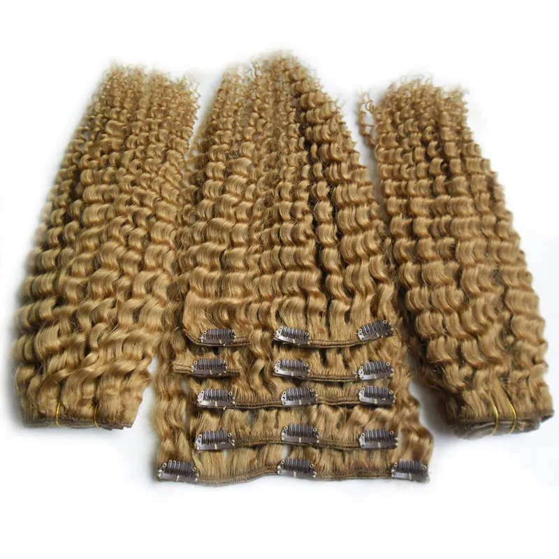 ヘア製品アフロキンキーカーリークリップ人間の髪の延長100％モンゴルのレミーの髪8個と100g /セット