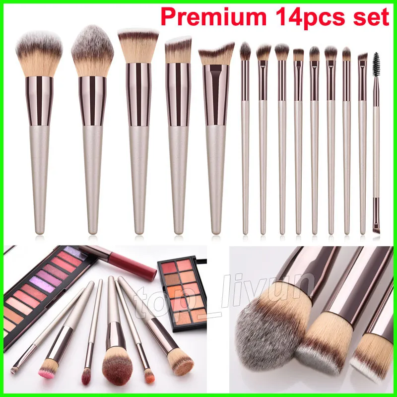 New 14pcs Brush Set Kabuki Makeup Brushes Eyeshadow Powder Blending Contour Foundation Brush Eyebrow Eyelash Beauty Cosmetics Brushes