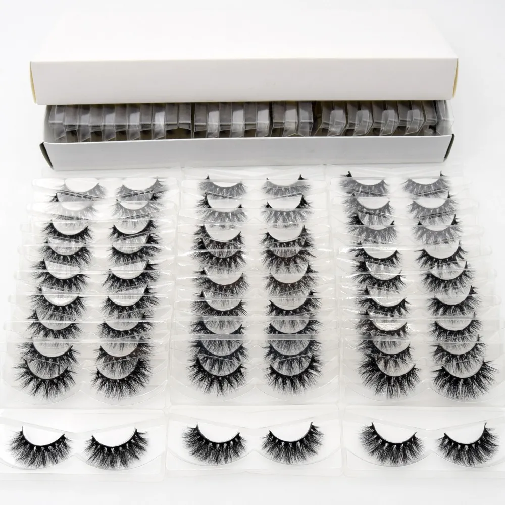 Tepsi ile 3D Vizon Lashes No Kutusu 30 Pairs Pack El Yapımı Tam Şerit Lashes Vizon Yanlış Kirpik Makyaj Kirpik Cilios