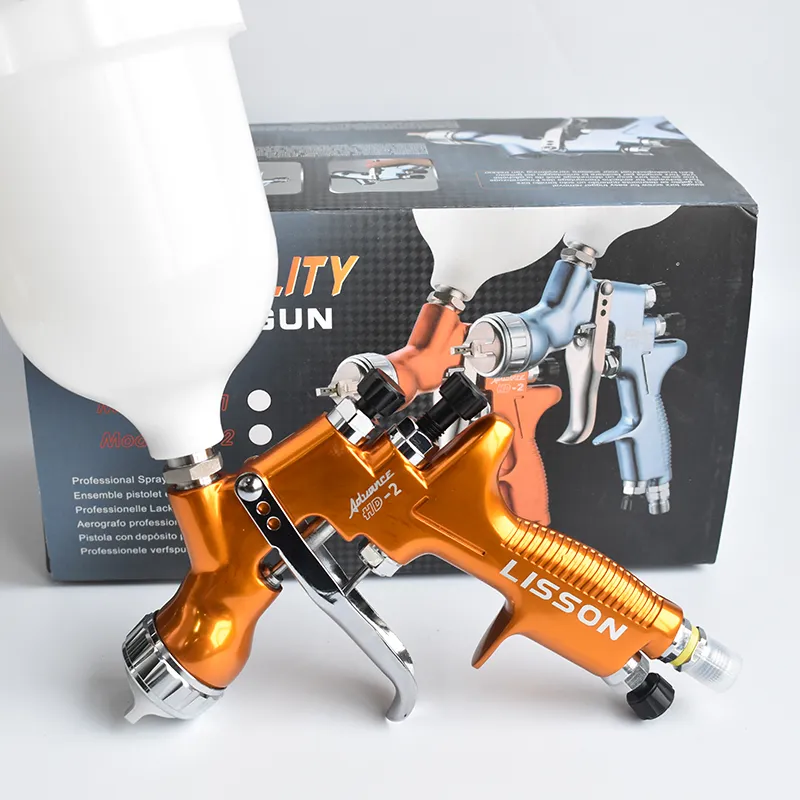 HD-2 HVLP Pistola Gravity Feed para todos Auto Pintura, Topcoat e Touch-Up with 600cc pintura plástico Cup