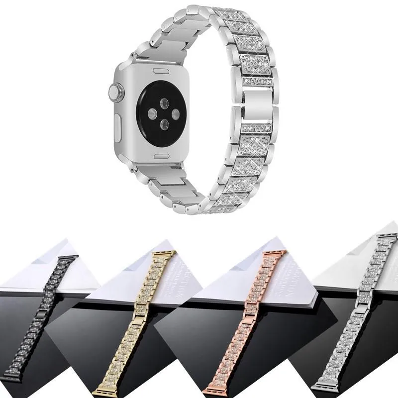 Luxury Smart Straps For Apple Watch Ultra 49mm Band 41/45mm 40mm 44mm 38mm 42mm Women Diamond Bands iwatch Series 8 7 6 SE 5 4 3 2 1 Bracelet Stainless Steel Strap