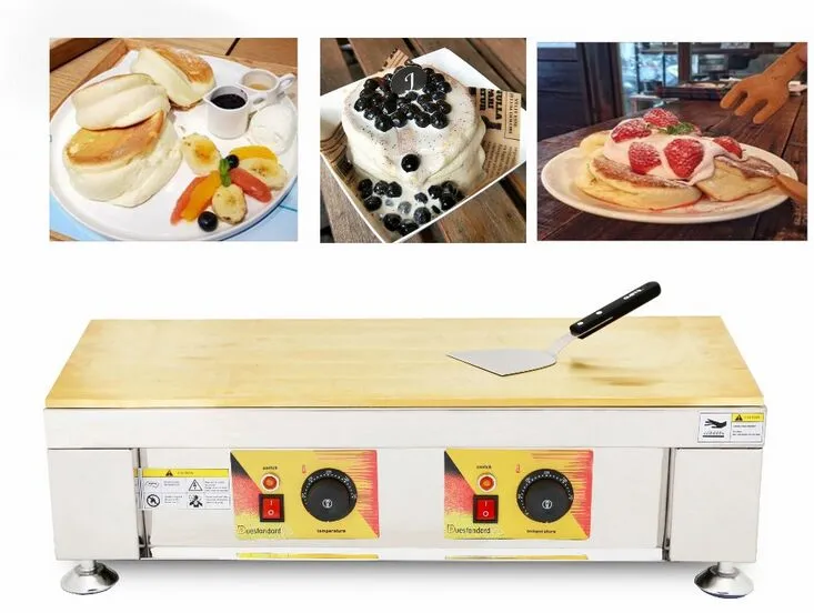 Souffler-Maschinen Doppelpfannen-Souffle-Pfannkuchenmaschine Lebensmittelverarbeitungsgeräte Souffler-Waffeleisen Kommerzielle Pfannkuchenmaschinen