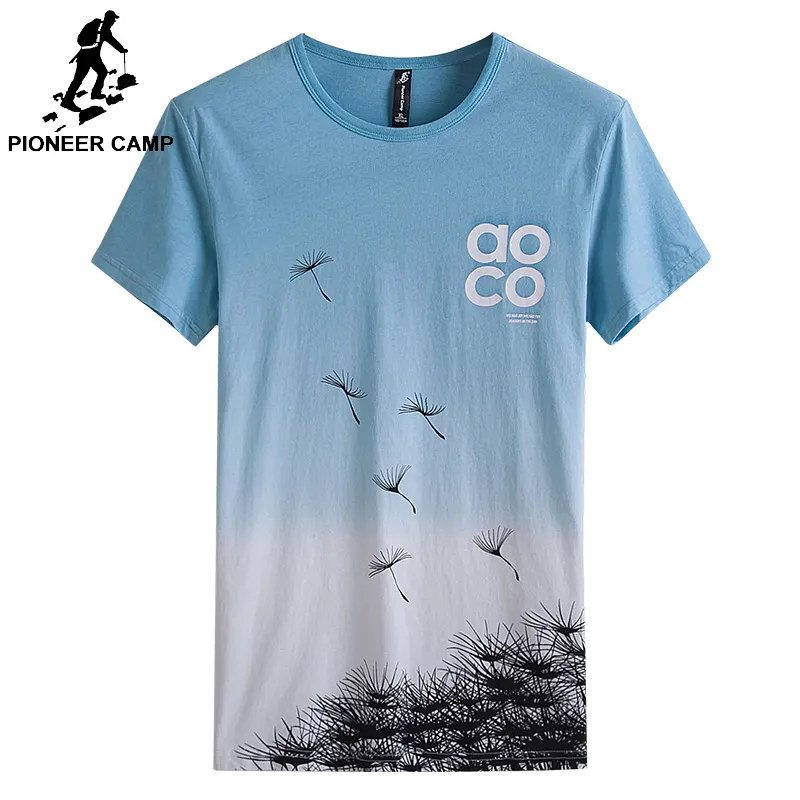 Pioneer Camp fashion Gradient T shirt men brand clothing new design summer T-shirt male top quality 100% cotton Tees ADT702188