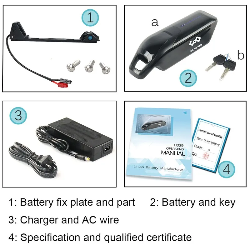 Batterie dauphin 48V 12AH utiliser batterie Samsung/NCR 18650 cellule e-bike batterie Li-ion 48V 11.6Ah + chargeur 54.6V 2A