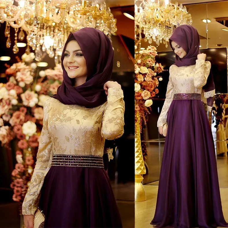 2020 Długie sukienki wieczorowe luksusowa syrenka na balu arabską klejnot klejnot klapa cekiny długość podłogi na Bliskim wschodniej sukni imprezowy