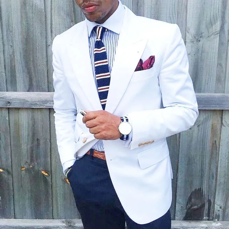 White suit jacket clearance blue pants
