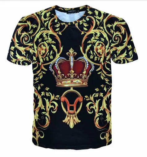 Nouveau mode femmes hommes roi couronne drôle impression 3d unisexe T-shirts décontracté t-shirt Hip Hop été hauts RW0215