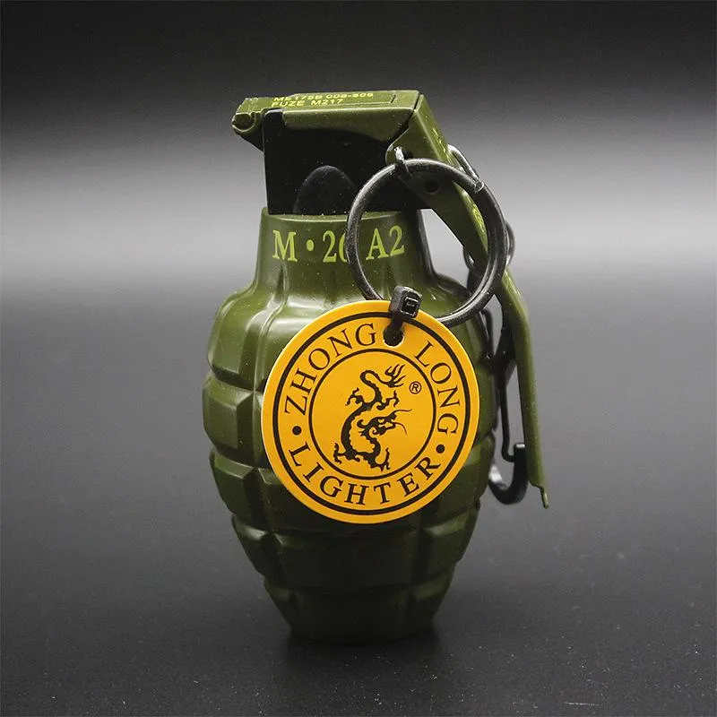 Nieuwe Collectie Creatieve Militaire Aanstekers Hand Frag Metalen Torch Gas Opblaasbare Winddicht Aanstekers Big Size Buiten Gereedschap Drop Shipping