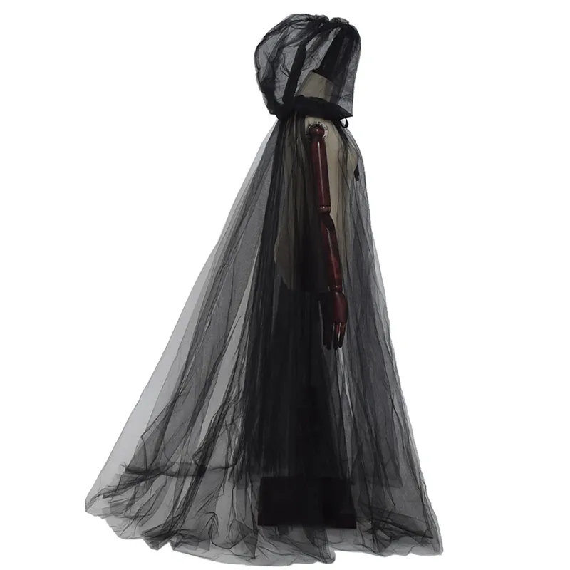 Kvinnor Tulle Cloak Halloween Costumes Cosplay Party Hooded Witch Capes265Z